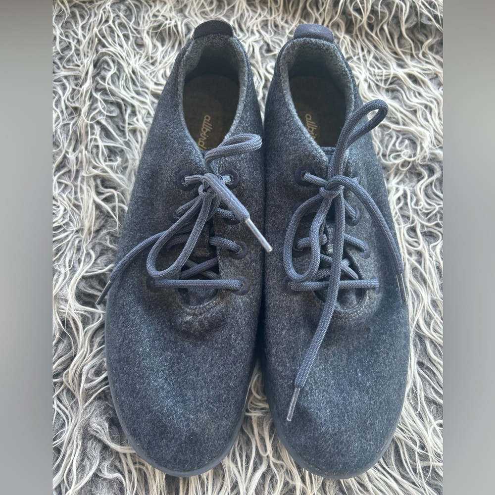 Allbirds Mens Size 12 Mizzle Merino Wool Navy Blue High Top Runners Sneakers.